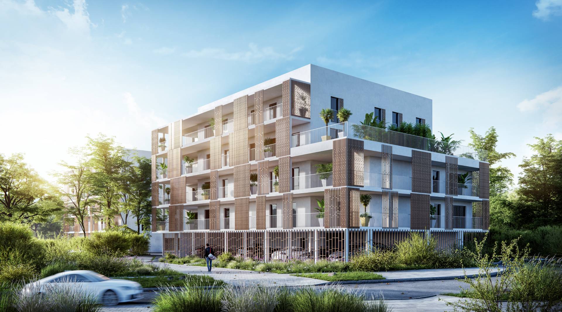 low-rise residential complex 3d rendering